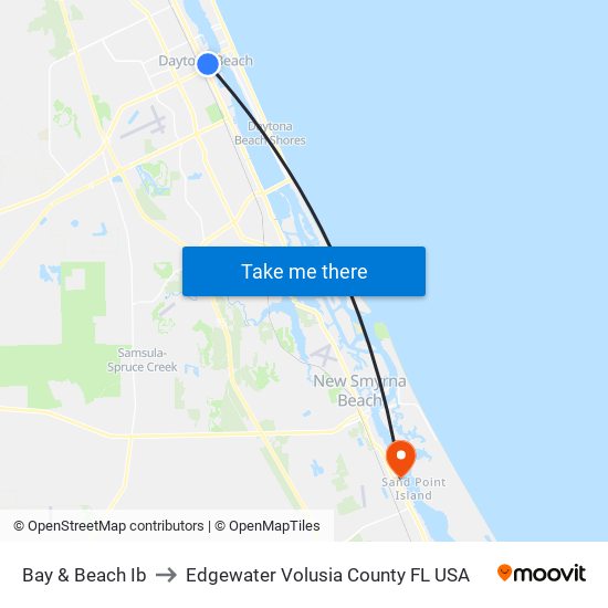 Bay & Beach Ib to Edgewater Volusia County FL USA map