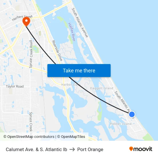 Calumet Ave. & S. Atlantic Ib to Port Orange map