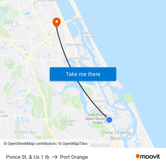 Ponce St. & Us 1 Ib to Port Orange map