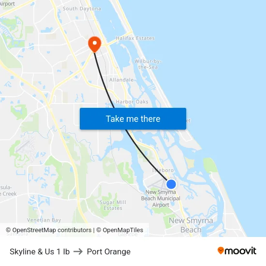 Skyline & Us 1 Ib to Port Orange map