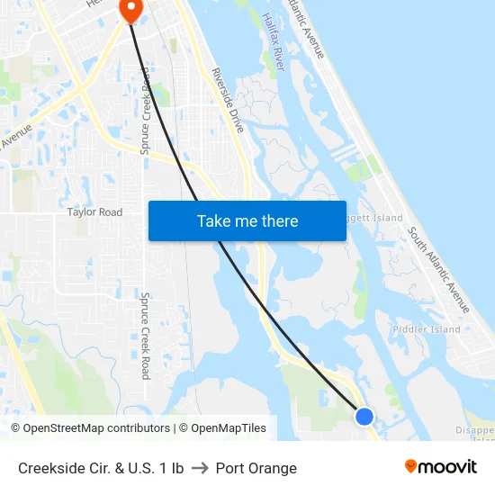 Creekside Cir. & U.S. 1 Ib to Port Orange map