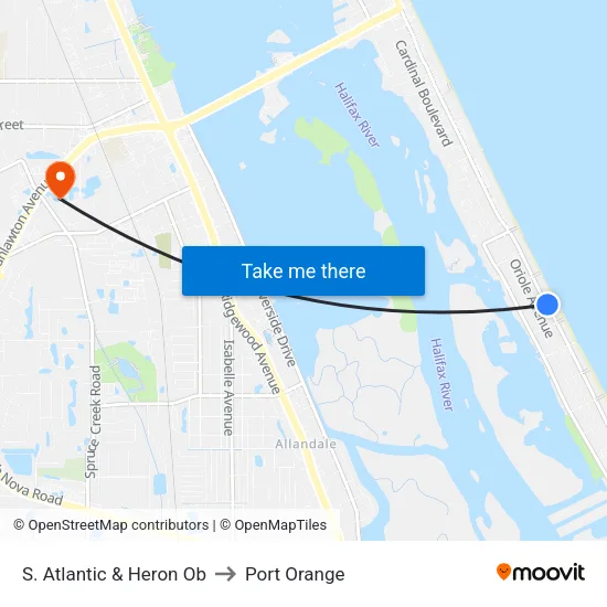 S. Atlantic & Heron Ob to Port Orange map