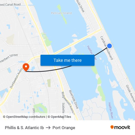 Phillis & S. Atlantic Ib to Port Orange map