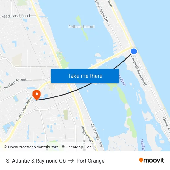 S. Atlantic & Raymond Ob to Port Orange map