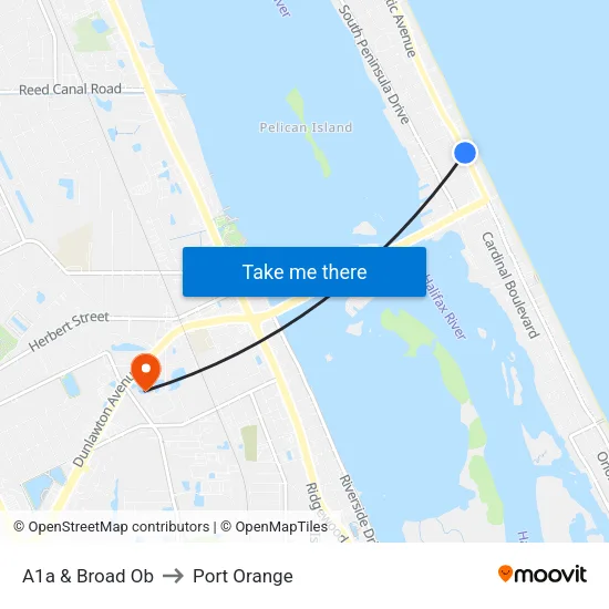 A1a & Broad Ob to Port Orange map