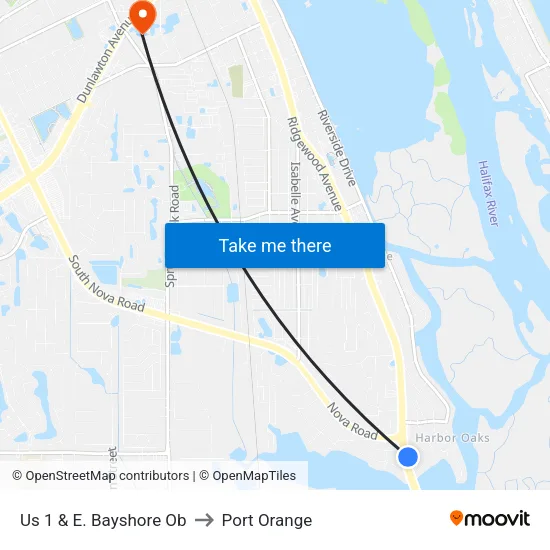 Us 1 & E. Bayshore Ob to Port Orange map