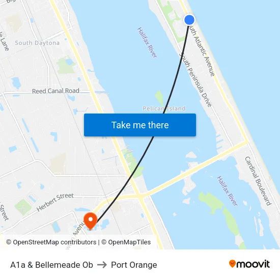 A1a & Bellemeade Ob to Port Orange map
