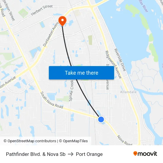Pathfinder Blvd. & Nova Sb to Port Orange map