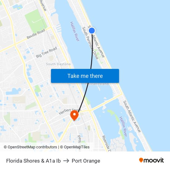 Florida Shores & A1a Ib to Port Orange map