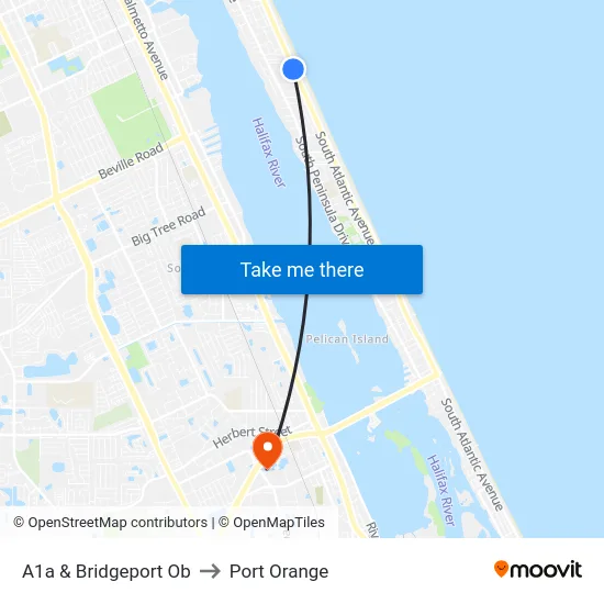 A1a & Bridgeport Ob to Port Orange map