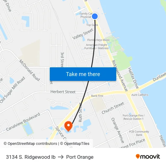 3134 S. Ridgewood Ib to Port Orange map