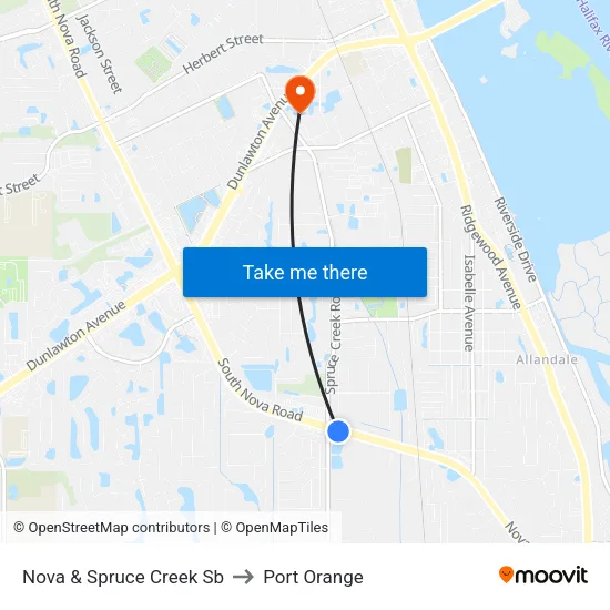 Nova & Spruce Creek Sb to Port Orange map