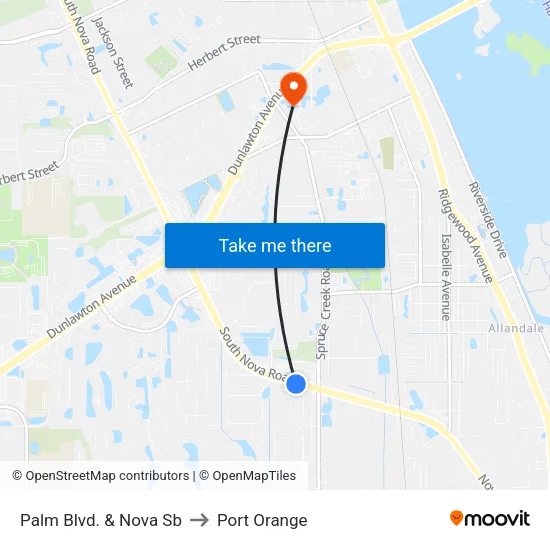 Palm Blvd. & Nova Sb to Port Orange map