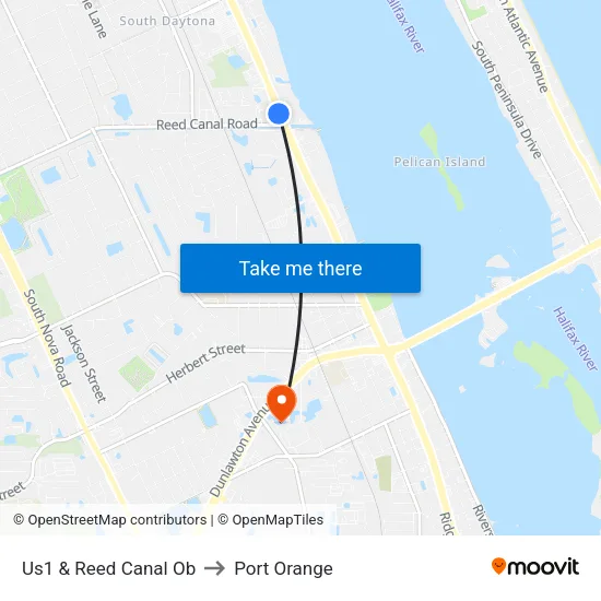 Us1 & Reed Canal Ob to Port Orange map