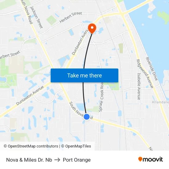 Nova & Miles Dr. Nb to Port Orange map