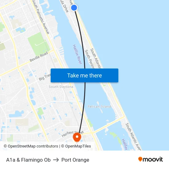 A1a & Flamingo Ob to Port Orange map