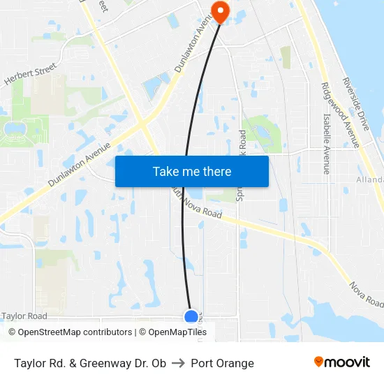 Taylor Rd. & Greenway Dr. Ob to Port Orange map