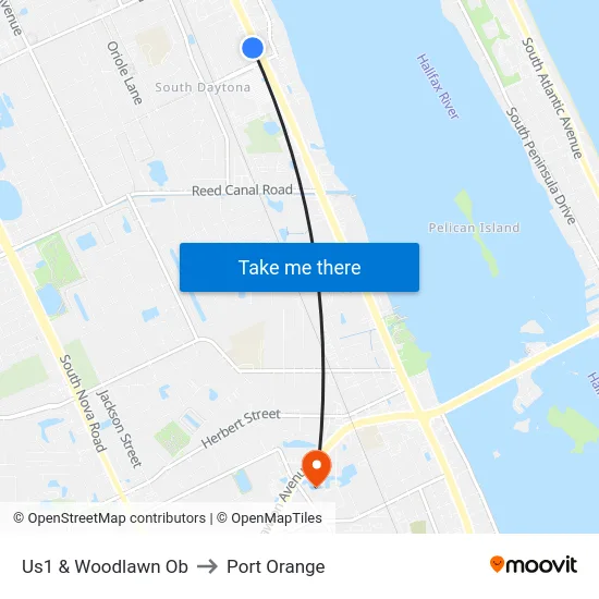 Us1 & Woodlawn Ob to Port Orange map