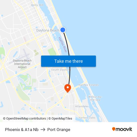 Phoenix & A1a  Nb to Port Orange map