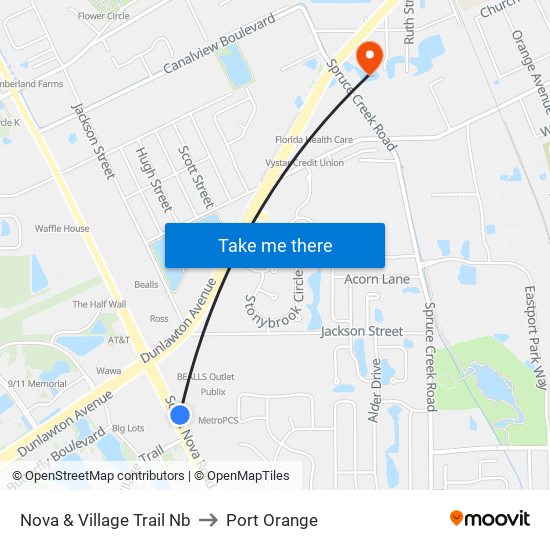 Nova & Village Trail Nb to Port Orange map