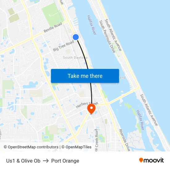 Us1 & Olive Ob to Port Orange map