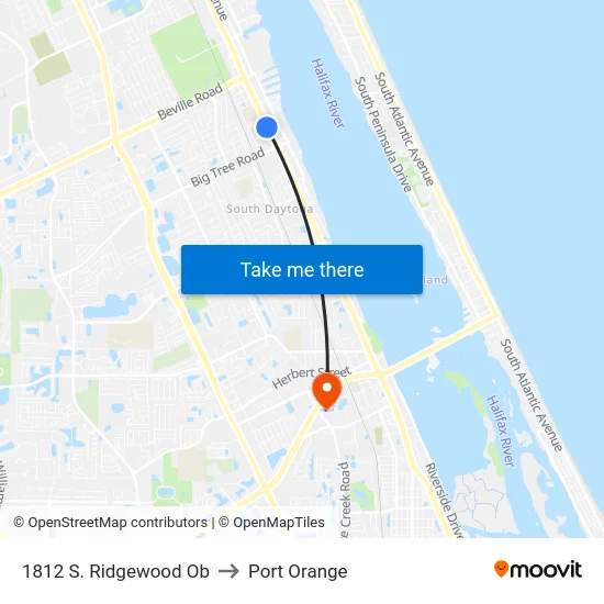 1812 S. Ridgewood Ob to Port Orange map