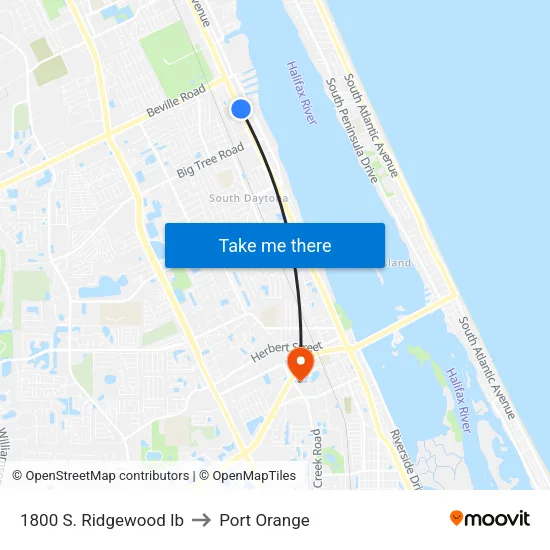 1800 S. Ridgewood Ib to Port Orange map