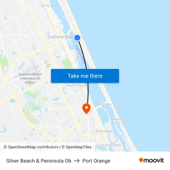 Silver Beach & Peninsula Ob to Port Orange map