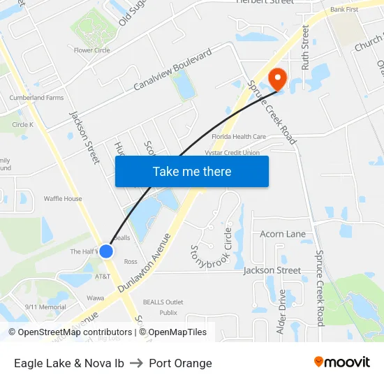 Eagle Lake & Nova Ib to Port Orange map