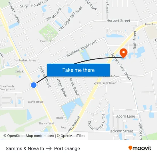 Samms & Nova Ib to Port Orange map