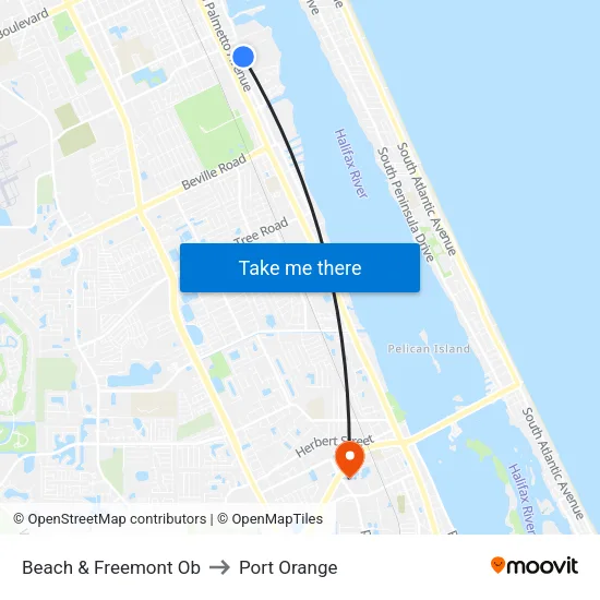 Beach & Freemont Ob to Port Orange map