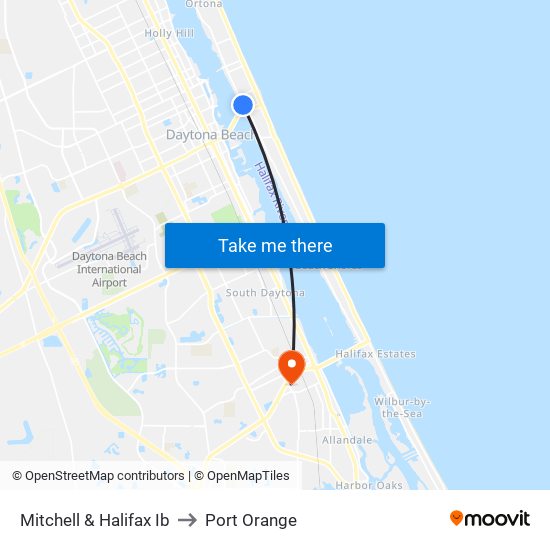 Mitchell & Halifax Ib to Port Orange map