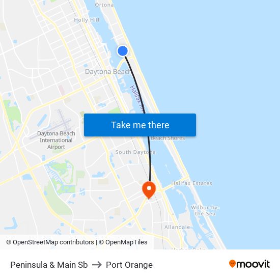 Peninsula & Main Sb to Port Orange map