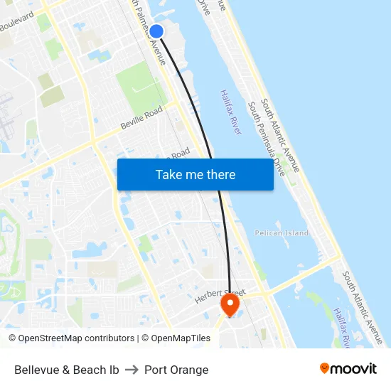 Bellevue & Beach Ib to Port Orange map