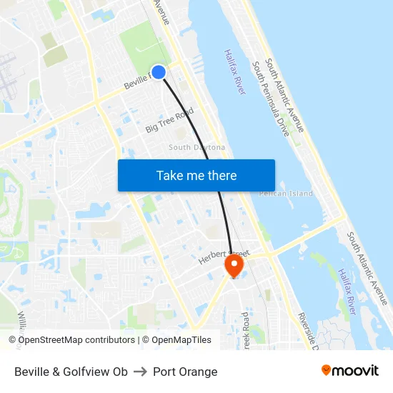 Beville & Golfview Ob to Port Orange map