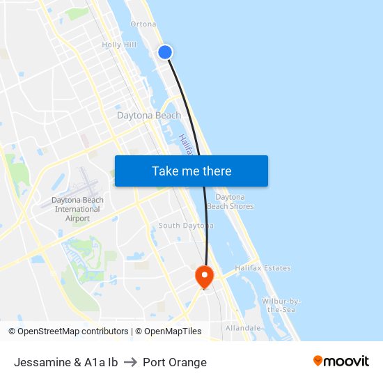 Jessamine & A1a Ib to Port Orange map