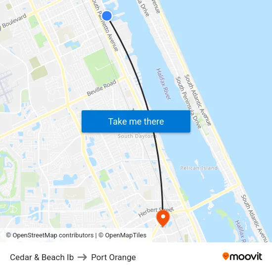 Cedar & Beach Ib to Port Orange map