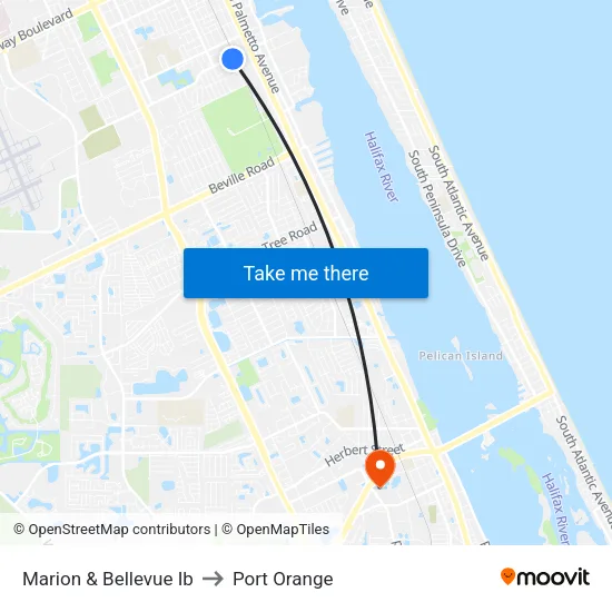Marion & Bellevue Ib to Port Orange map