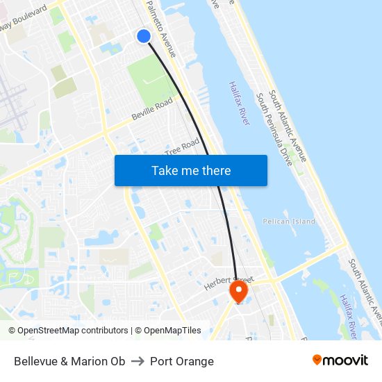 Bellevue & Marion Ob to Port Orange map