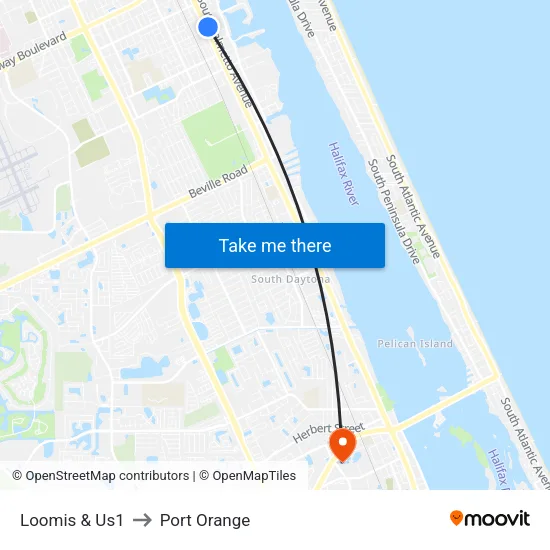Loomis & Us1 to Port Orange map