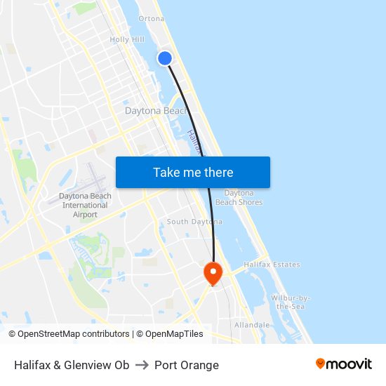 Halifax & Glenview Ob to Port Orange map