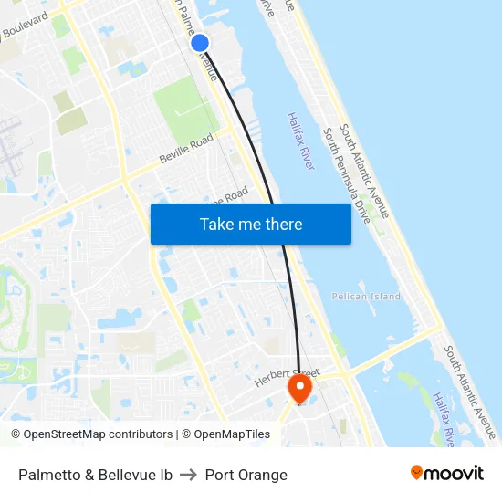 Palmetto & Bellevue Ib to Port Orange map