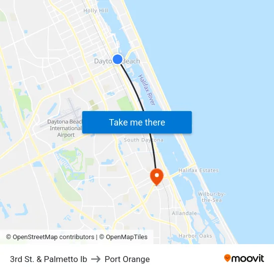 3rd St. & Palmetto Ib to Port Orange map