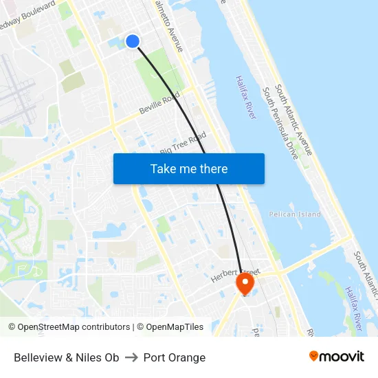 Belleview & Niles Ob to Port Orange map