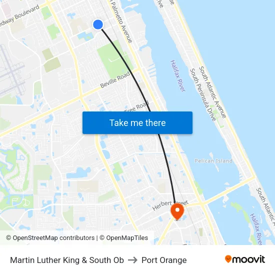Martin Luther King & South Ob to Port Orange map