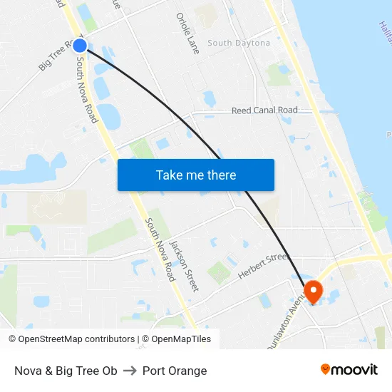 Nova & Big Tree Ob to Port Orange map