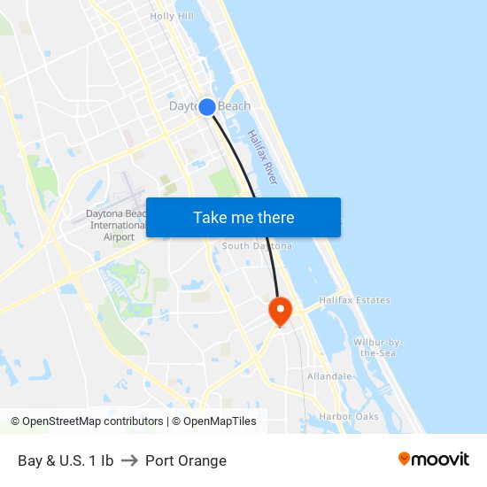 Bay & U.S. 1 Ib to Port Orange map