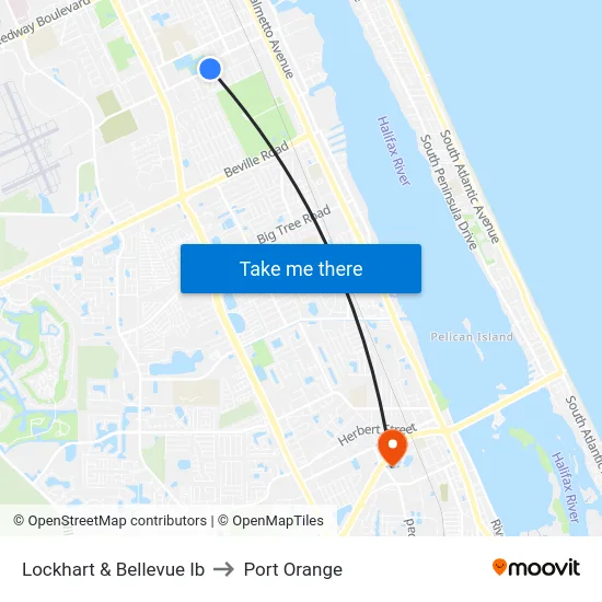 Lockhart & Bellevue Ib to Port Orange map
