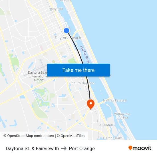 Daytona St. & Fairview Ib to Port Orange map