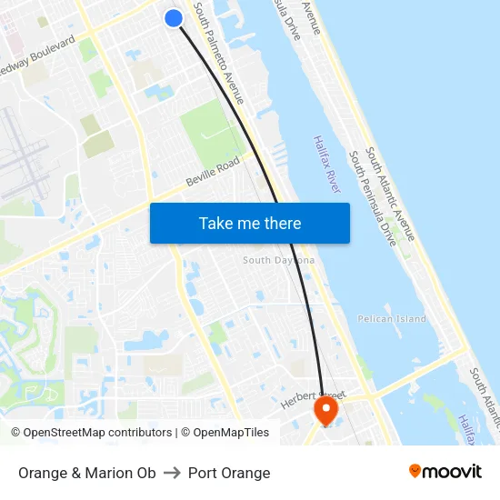 Orange & Marion Ob to Port Orange map